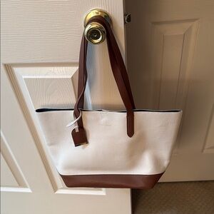 Cole Haan White and Brown Tote Bag